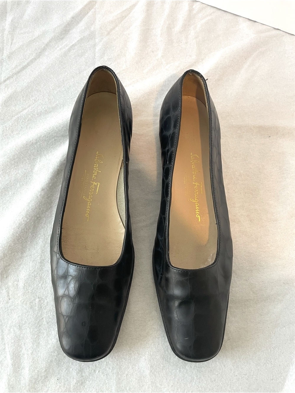 Vintage Salvatore Ferragamo Black Leather Shoe Size 9